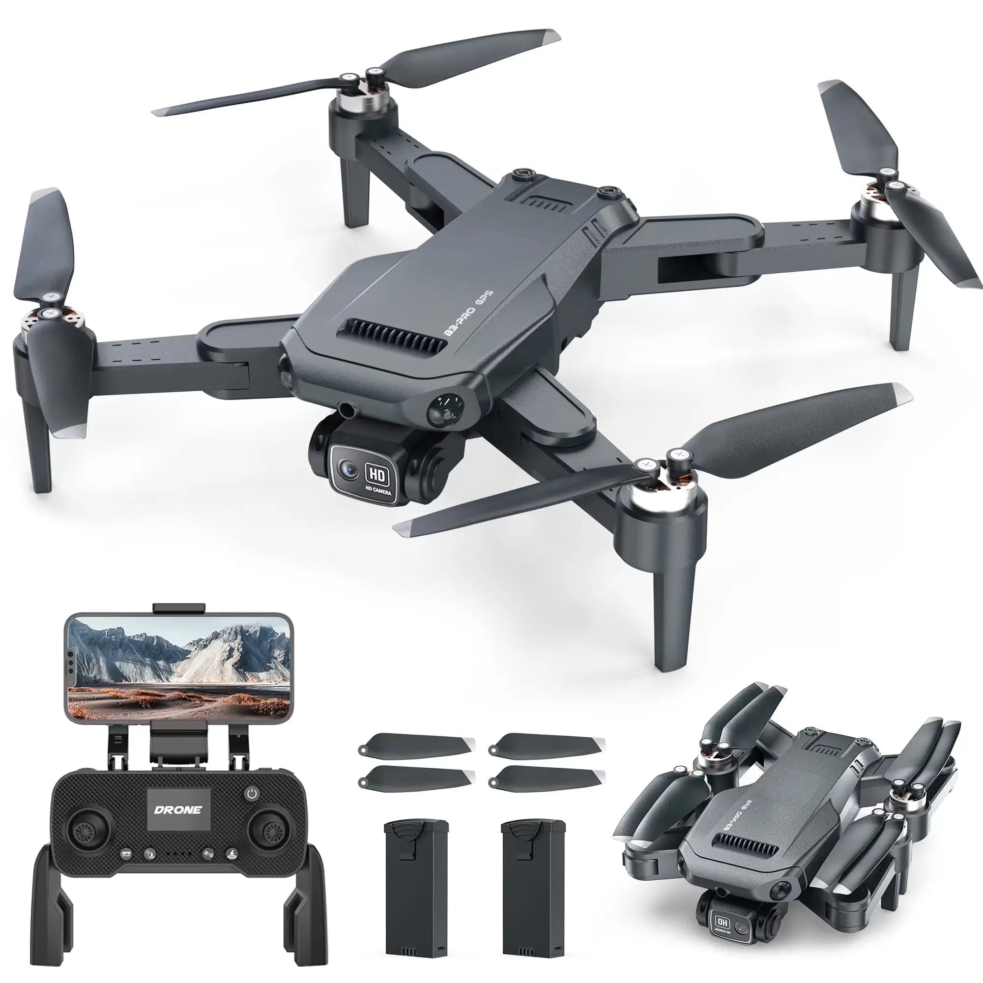 B3 Pro GPS Drone with 720P Camera, Intelligent Controls, No-Head Mode, and Mobile App for Enhanced Aerial Photography & Stable Hovering