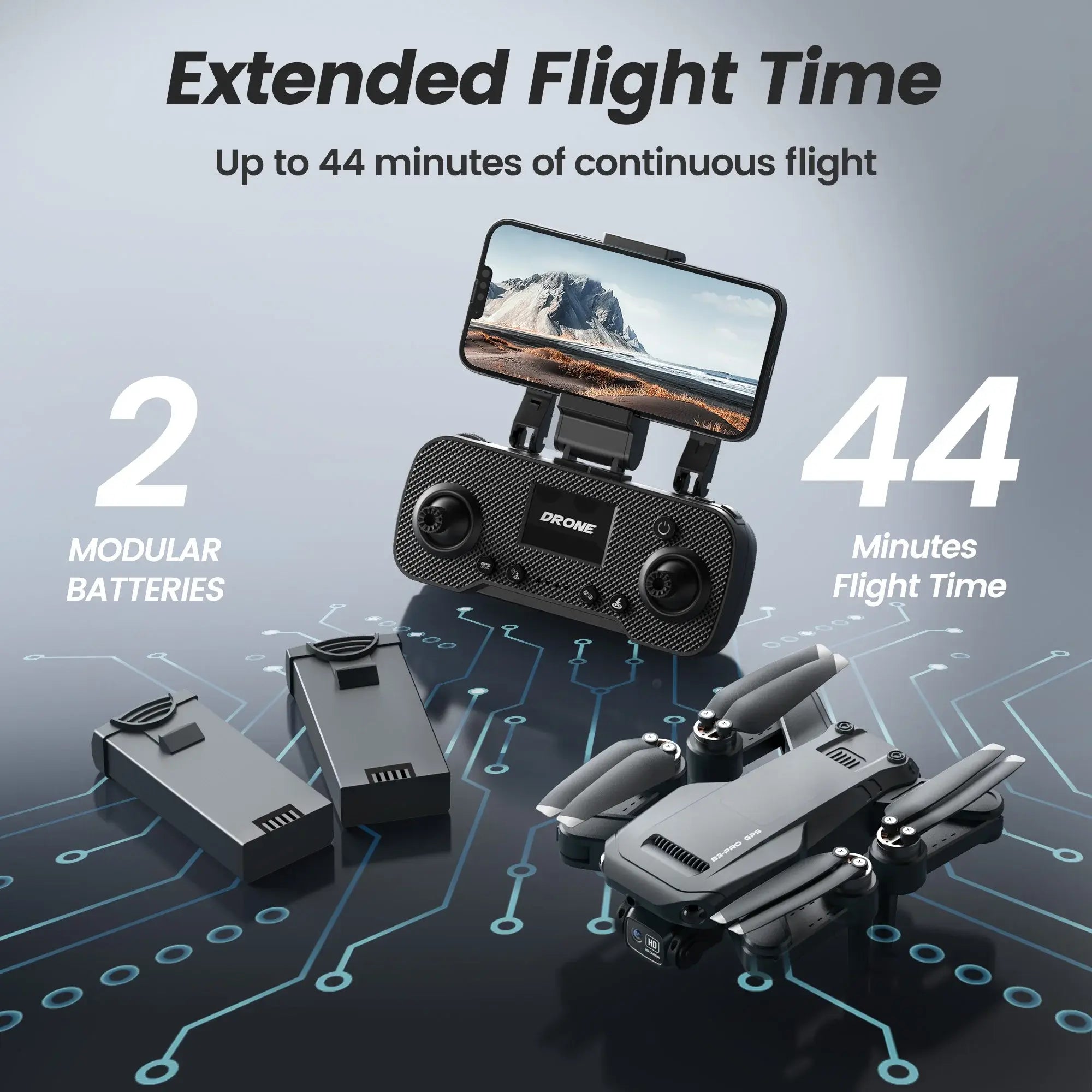 B3 Pro GPS Drone with 720P Camera, Intelligent Controls, No-Head Mode, and Mobile App for Enhanced Aerial Photography & Stable Hovering