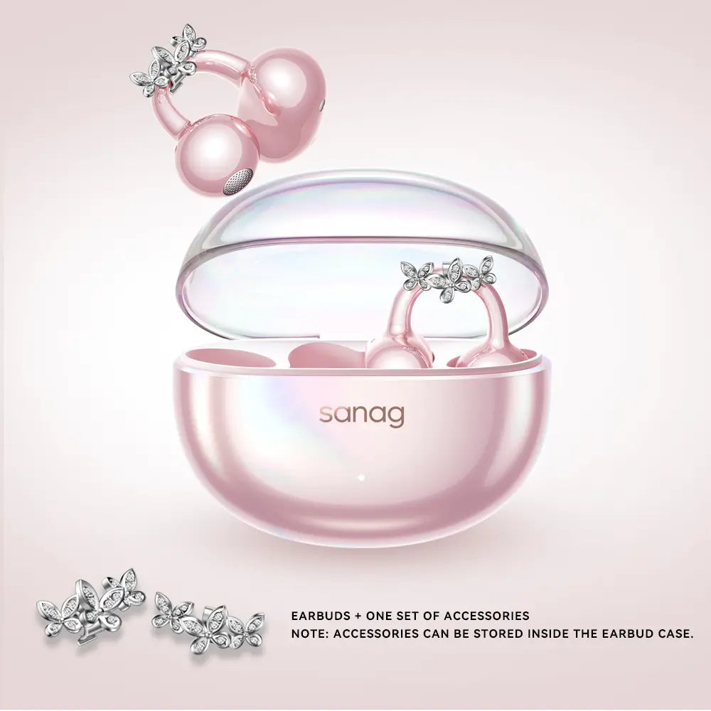 * Featured Earphones * Sanag S6S Nova Ear Clip on Earphone for Iphone for Android for Samsung Wireless Bluetooth Women Accessories Earring Headphones Open Design Sports Running Fitness Yoga Exercise Earbuds Festive Holiday Gifts Birthdays Anniversary Gift