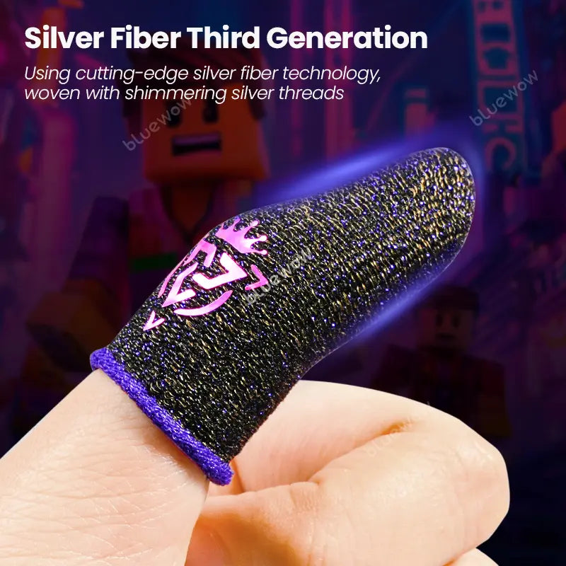 Bluewow Sharkking Silverfiber Mobile Gaming Finger Sleeves, 20-Count Individual Packaging, 0.3Mm Ultra-Soft Thin Fabric, High-Sensitivity Sweat-Proof Compact Portable Smartphone Gaming Accessories for Gamers