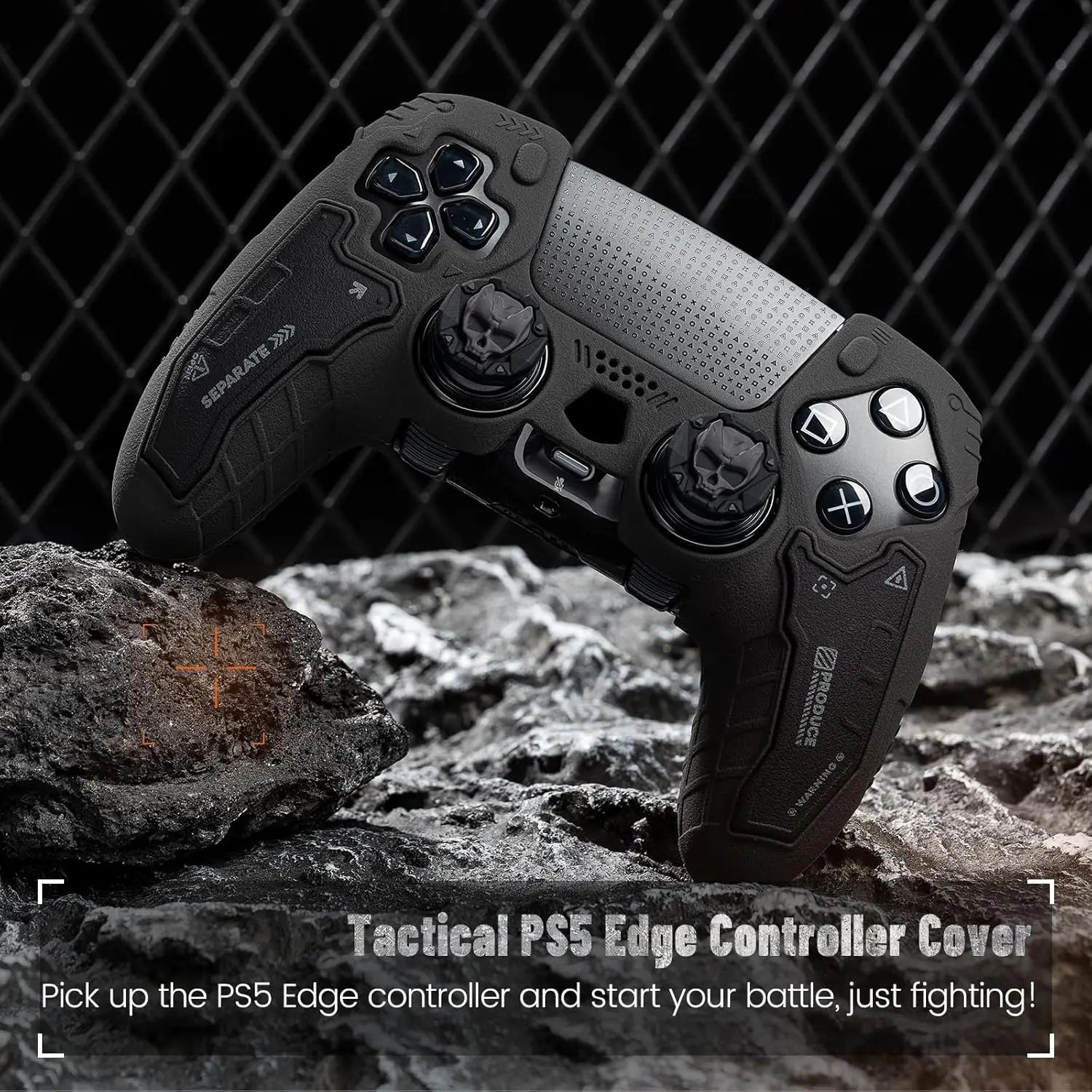 Geekshare Protective Cover Case for PS5 Edge (Elite) Controller – Tactical Anti-Slip Silicone Protective Skin Set Compatible ONLY with PS5 Edge Wireless Controller, Includes 2 Thumb Grip Caps – Ghost Gray