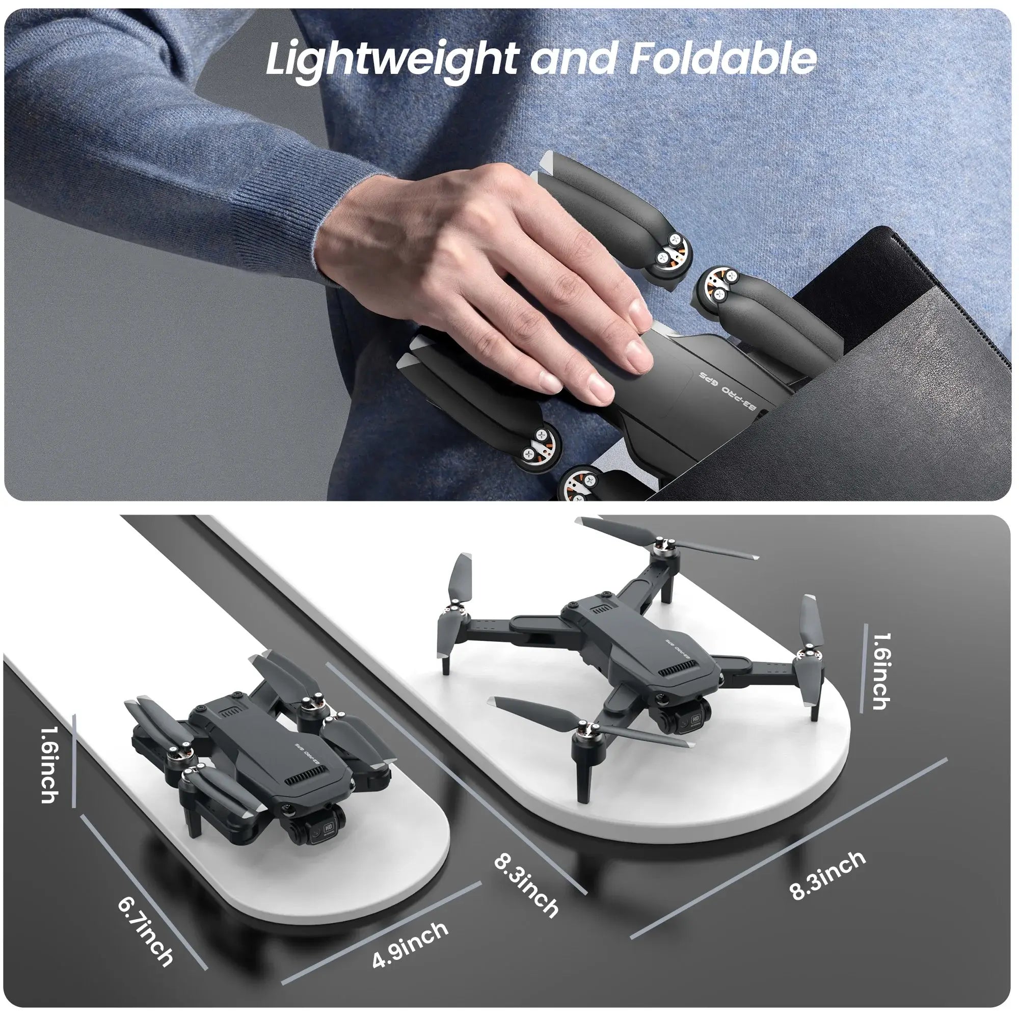 B3 Pro GPS Drone with 720P Camera, Intelligent Controls, No-Head Mode, and Mobile App for Enhanced Aerial Photography & Stable Hovering