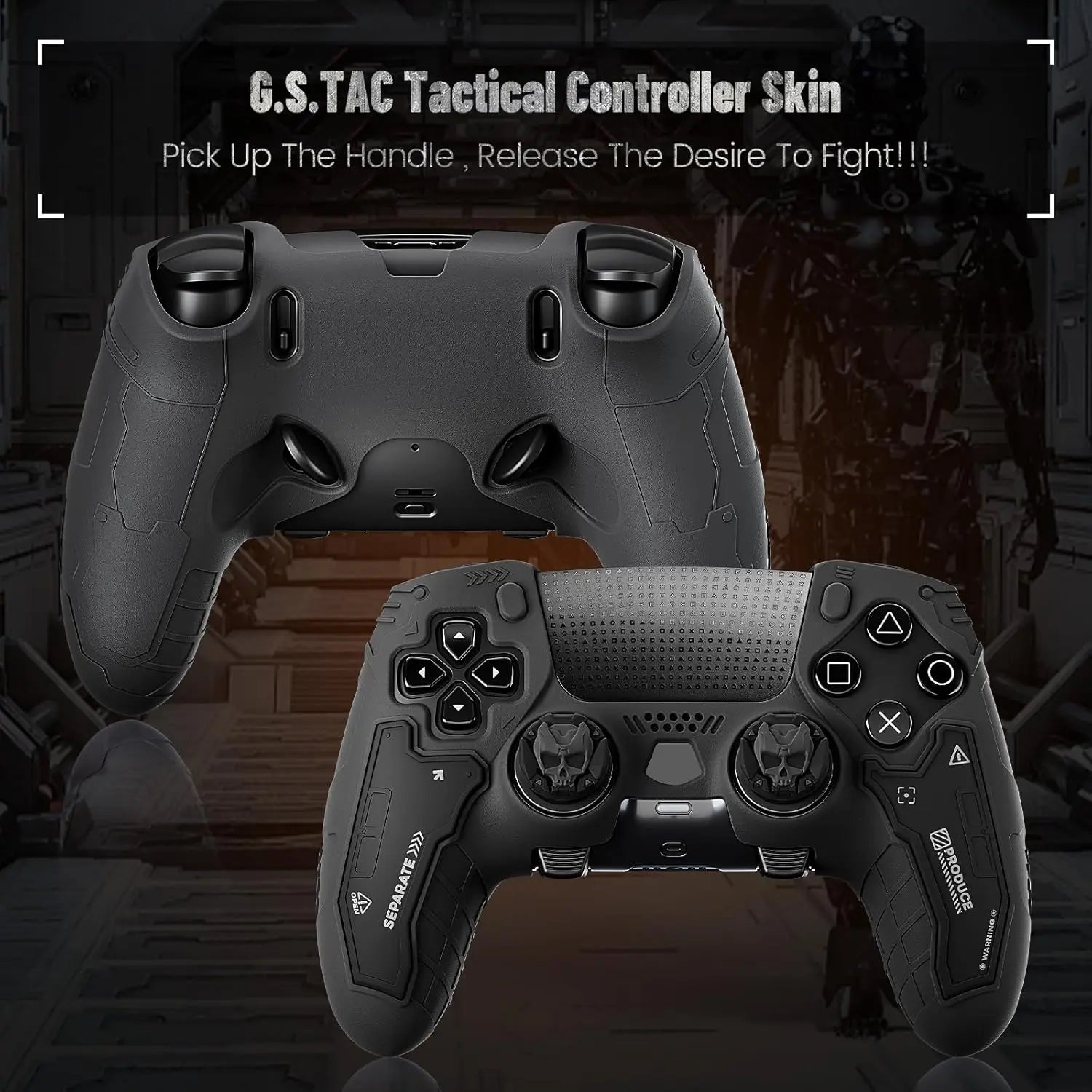 Geekshare Protective Cover Case for PS5 Edge (Elite) Controller – Tactical Anti-Slip Silicone Protective Skin Set Compatible ONLY with PS5 Edge Wireless Controller, Includes 2 Thumb Grip Caps – Ghost Gray