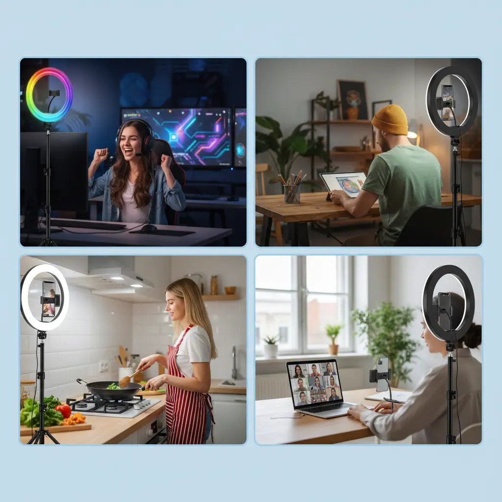 10-Inch Ring Lights with Tripod Stand - 63" Extendable, 3 Modes & RGB Colors, Remote Control for Studio-Quality Tiktok, Youtube Videos and Live Streaming#Mother'S Day Gift
