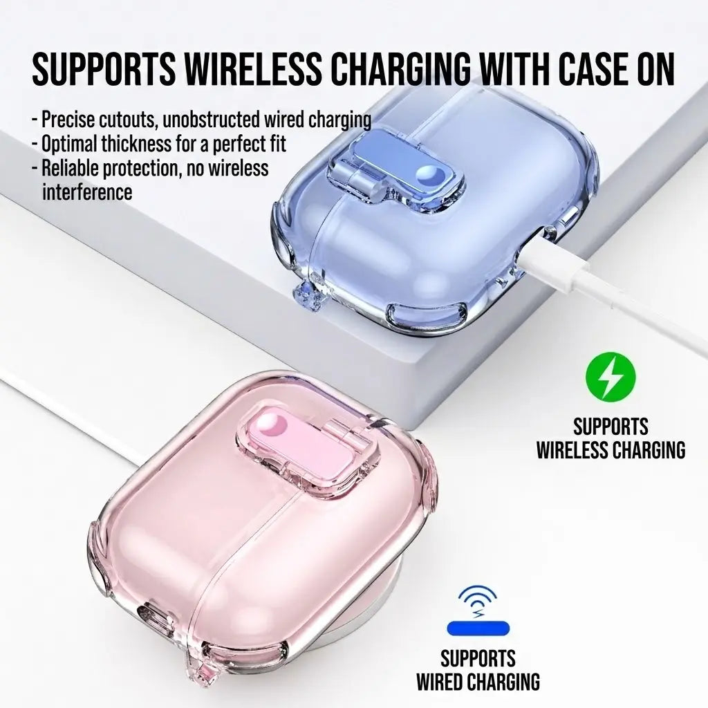 Suitable for Airpods Pro 2 Protective Case, Transparent Pop-Up Cover, Airpods 4Th Generation, Airpods Pro 3 Earphone Protective Case, Anti-Drop, Stylish, Simple