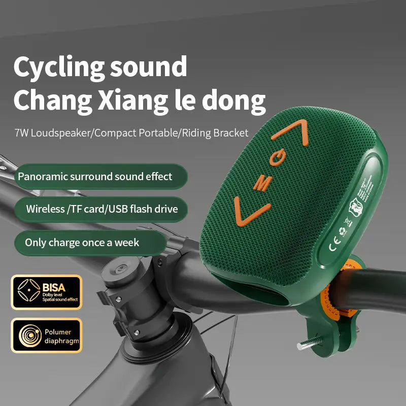 Bass-17 Wireless Cycling Speaker: 7W Stereo with Deep Bass to Boost Your Ride, 1200Mah for 10H Playback, IPX-5 Waterproof,Supports Bluetooth/Tf/Tws & Hands-Free Calls – Built for Motorcycles & Bikes, All-In-One Speaker with Subwoofer Power