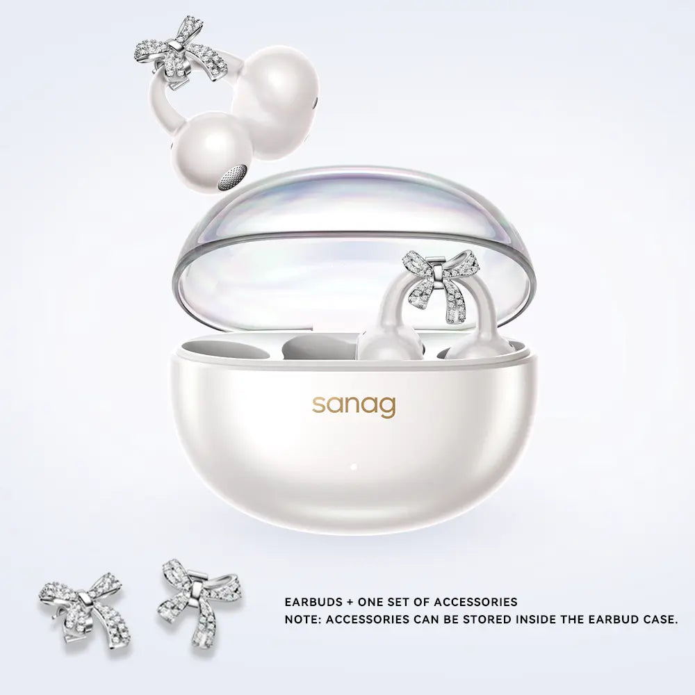 * Featured Earphones * Sanag S6S Nova Ear Clip on Earphone for Iphone for Android for Samsung Wireless Bluetooth Women Accessories Earring Headphones Open Design Sports Running Fitness Yoga Exercise Earbuds Festive Holiday Gifts Birthdays Anniversary Gift