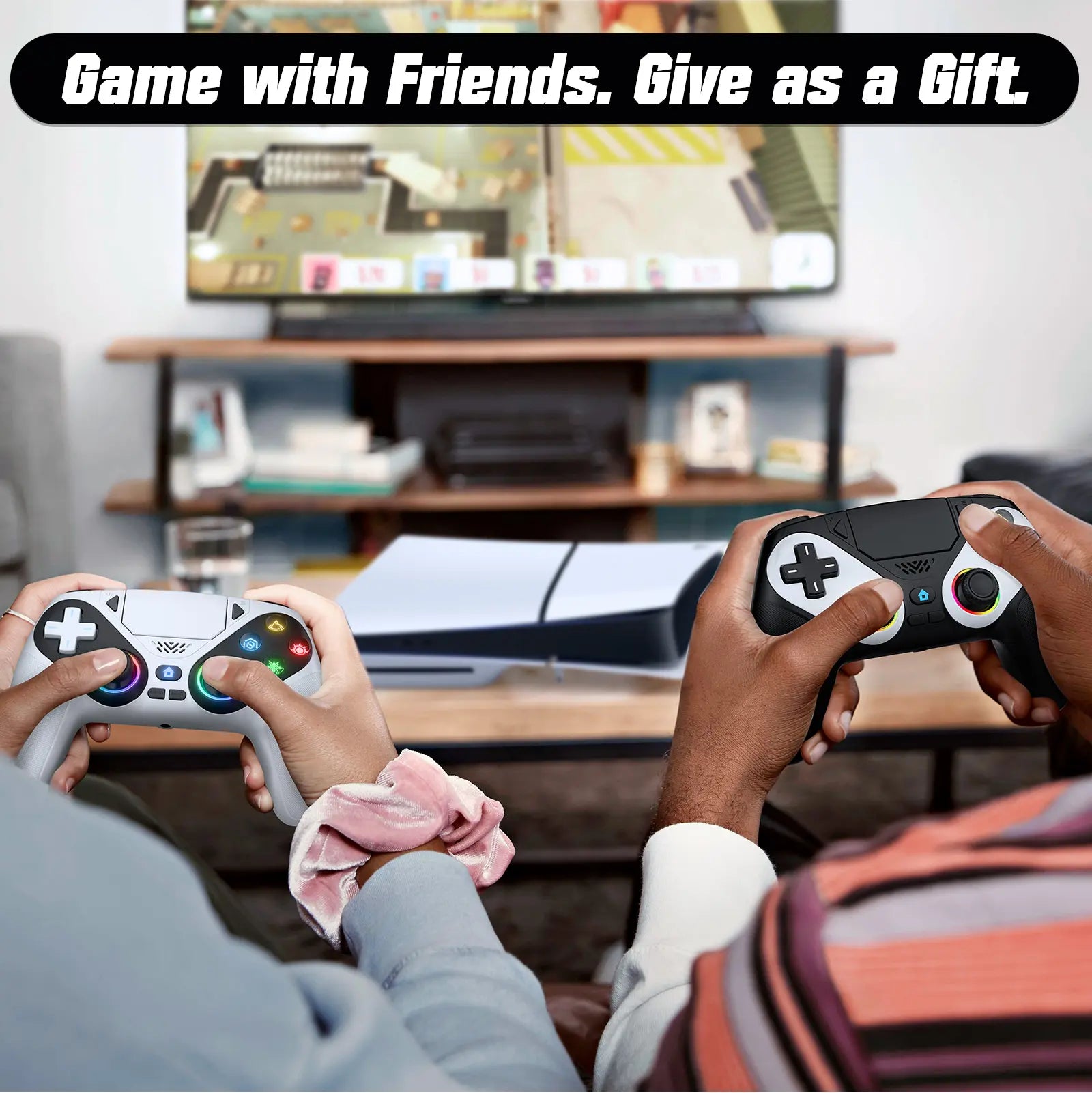 Wireless Gaming Controller Pro for PS5 with LED RGB Light– Turbo & Macro Programmable Compatible with Playstation 5,Dual Vibration, Motion Sensing, Programmable Buttons & 1000Mah Fast-Charging Anti-Drift Calibration Guide Summerwins
