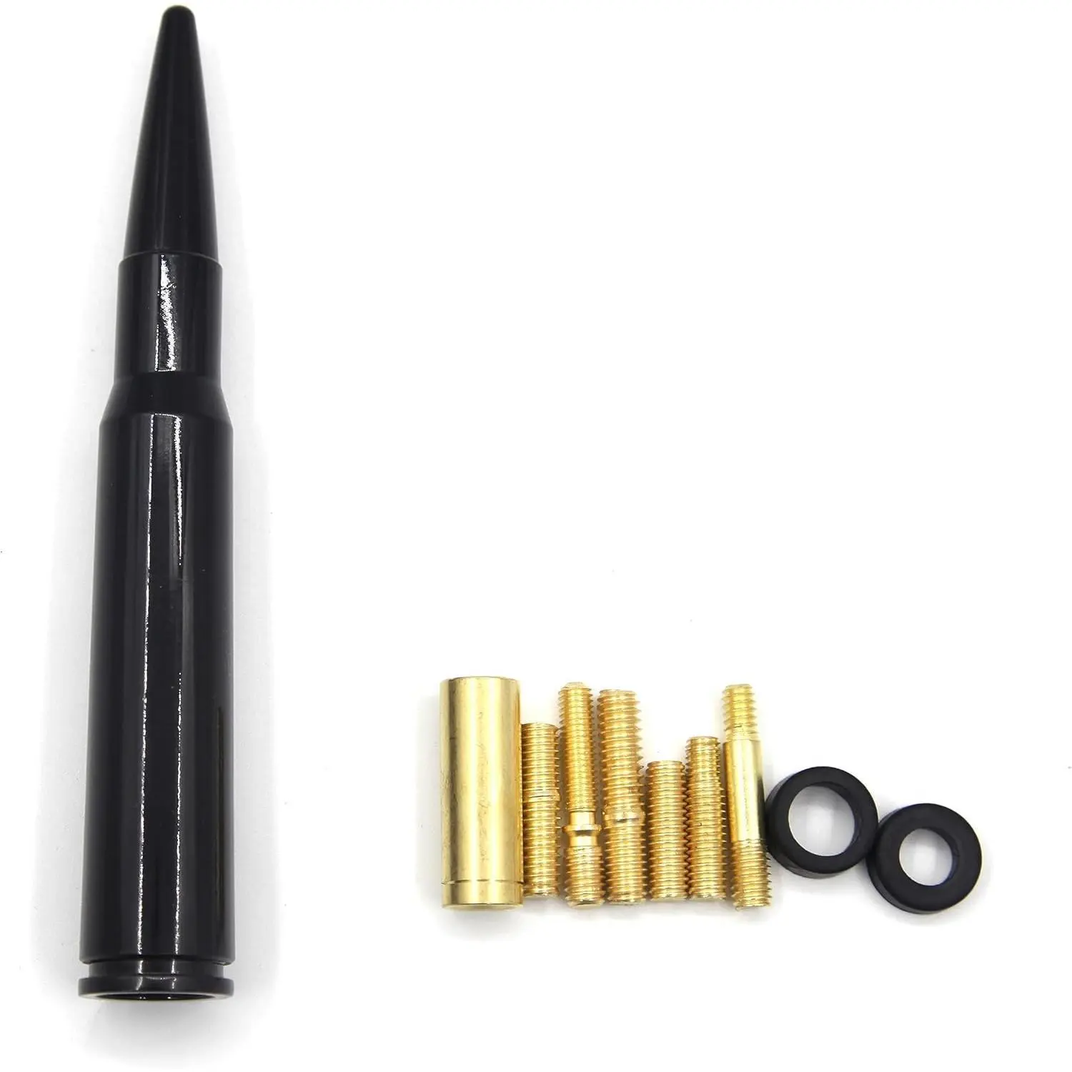 50 Cal Stubby Bullet Antenna Mast Power Radio AM/FM Replacement Universal for Car Track Antenna Replacement, Ford F150 F250 F350 RAM 1500 2500 GMC Denali Pick-Up Upgrade Signal Models
