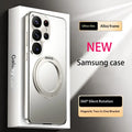Samsung Galaxy S25 S26 Ultra Metal Frame Smartphone Case, Stylish Shockproof Casing, 360° Rotating Stand, Lens Protection, PC Back Cover, Aluminum Alloy, Anti-Drop, Free Screen Protector