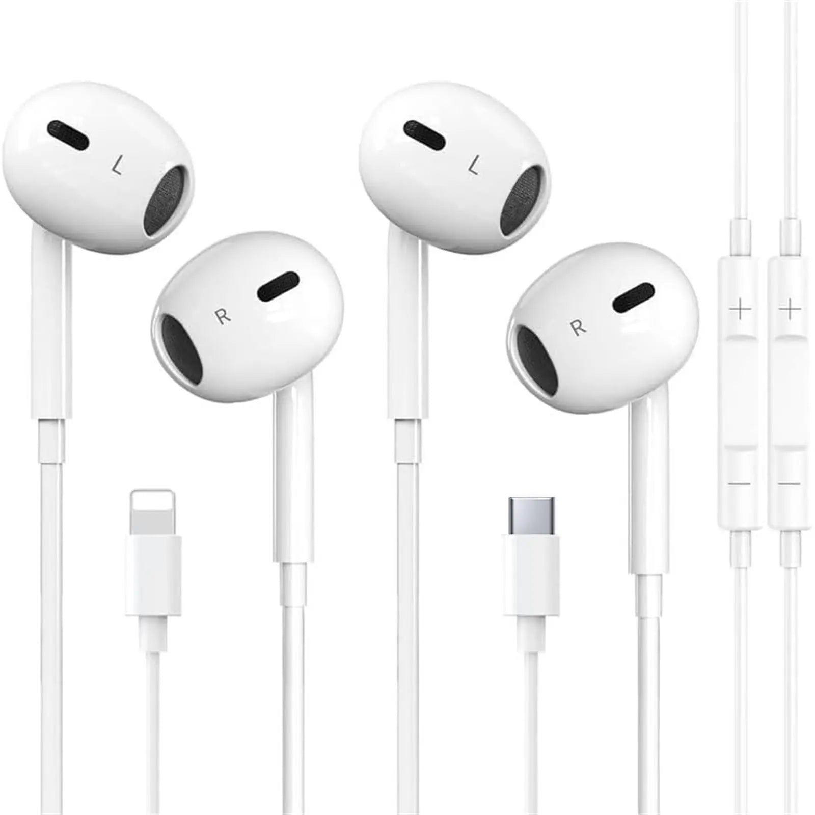 Lightning & Type C Wired In-Ear Headphones, Universal Original Sound Earbuds, Plug-And-Play Wired Earphones Compatible with Full Iphone Series