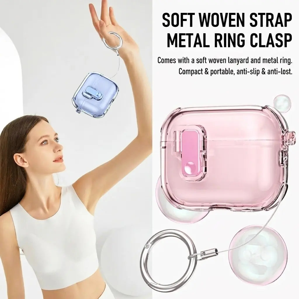 Suitable for Airpods Pro 2 Protective Case, Transparent Pop-Up Cover, Airpods 4Th Generation, Airpods Pro 3 Earphone Protective Case, Anti-Drop, Stylish, Simple