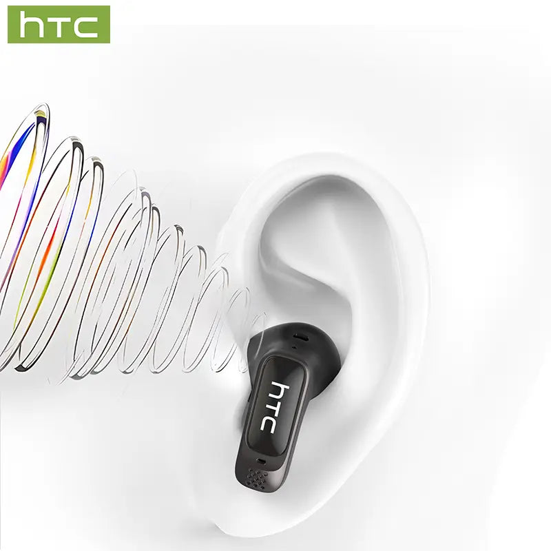 HTC NE72 TWS Earbuds, Bluetooth 6.0 Headphones, Multi-Language Translation, with App, Earbud Case Supports External Audio Playbackwireless Earbuds with LED Smart Touch Control, Suitable for Gaming, Office Work, Sports, Studying, and Voice Calls