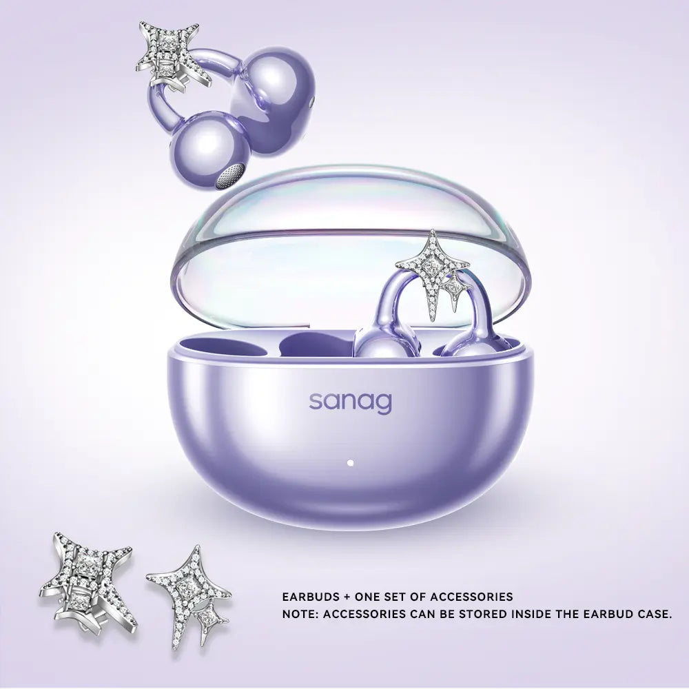 * Featured Earphones * Sanag S6S Nova Ear Clip on Earphone for Iphone for Android for Samsung Wireless Bluetooth Women Accessories Earring Headphones Open Design Sports Running Fitness Yoga Exercise Earbuds Festive Holiday Gifts Birthdays Anniversary Gift