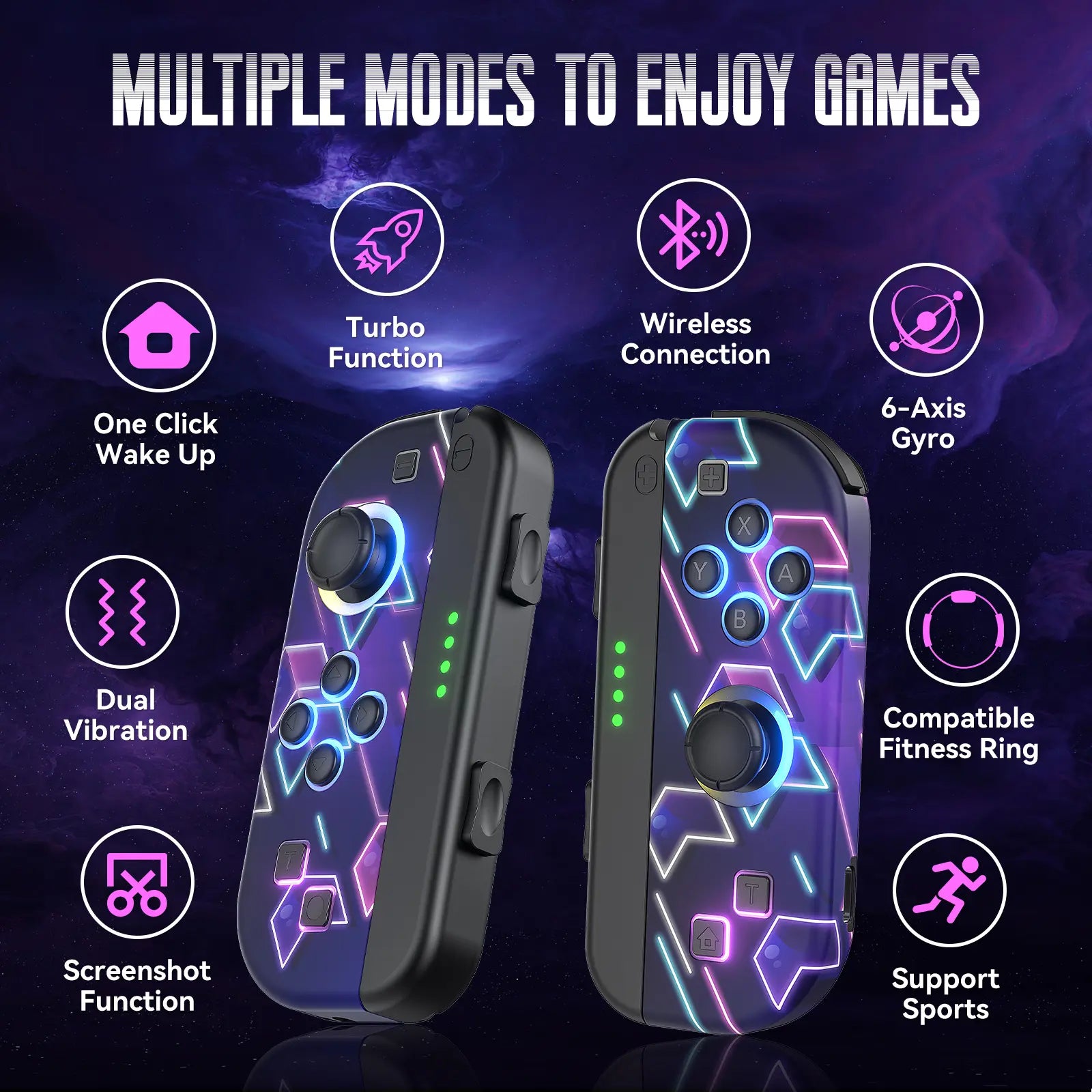 Switch Controller for Nintendo Switch, Switch Controller Joycon (L/R) with RGB Light Compatible with Nintendo Switch/ Switch Lite /Switch OLED Summerwins