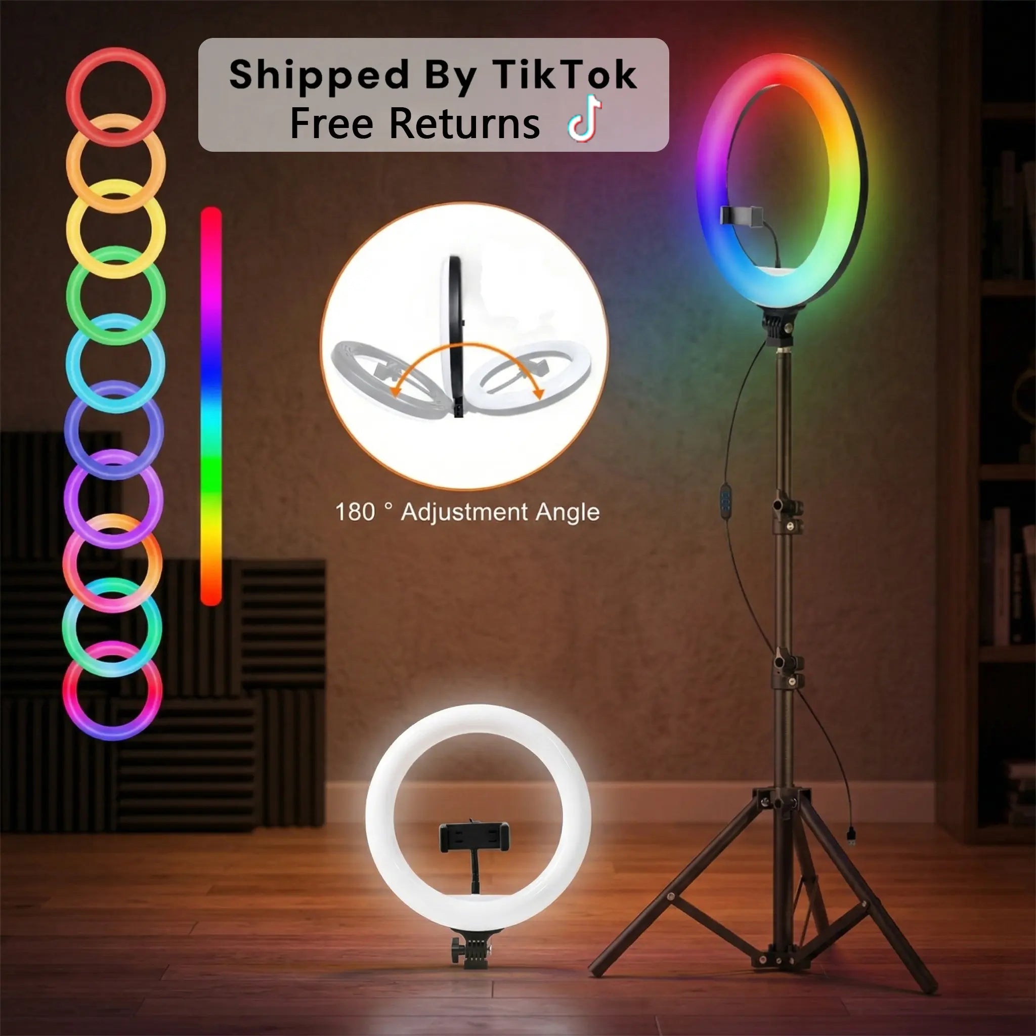 10-Inch Ring Lights with Tripod Stand - 63" Extendable, 3 Modes & RGB Colors, Remote Control for Studio-Quality Tiktok, Youtube Videos and Live Streaming#Mother'S Day Gift