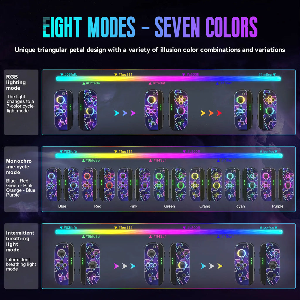 Switch Controller for Nintendo Switch, Switch Controller Joycon (L/R) with RGB Light Compatible with Nintendo Switch/ Switch Lite /Switch OLED Summerwins