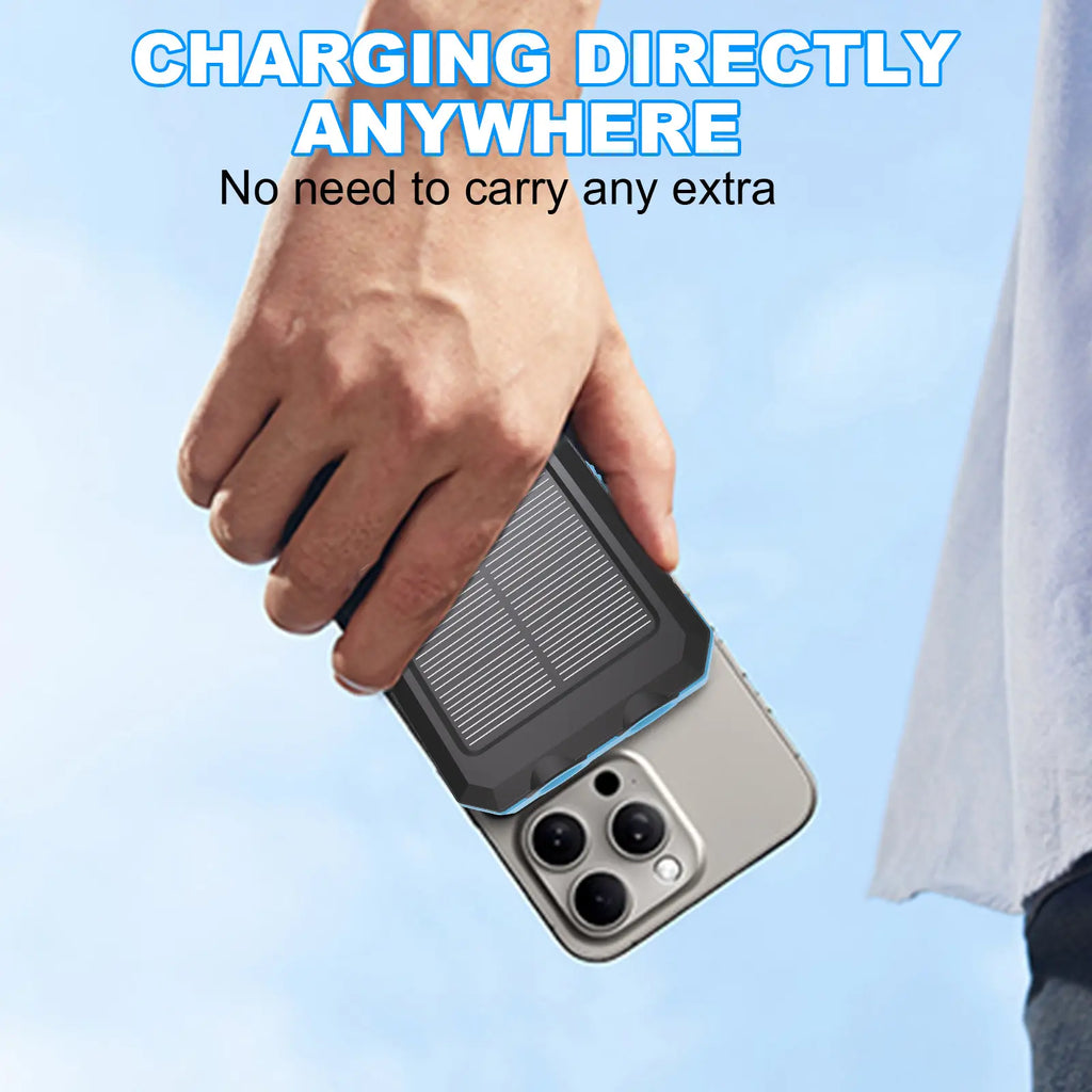 Solar Charger Power Bank 20000Mah, Portable Charger, 4 Cables 3 Ports Fast Charging External Battery Pack with USB C for Cell Phones, Solar Panel Charger with Dual Flashlight for Camping Power Bank Power Bank Charger Battery Power Bank Waterproof Compass