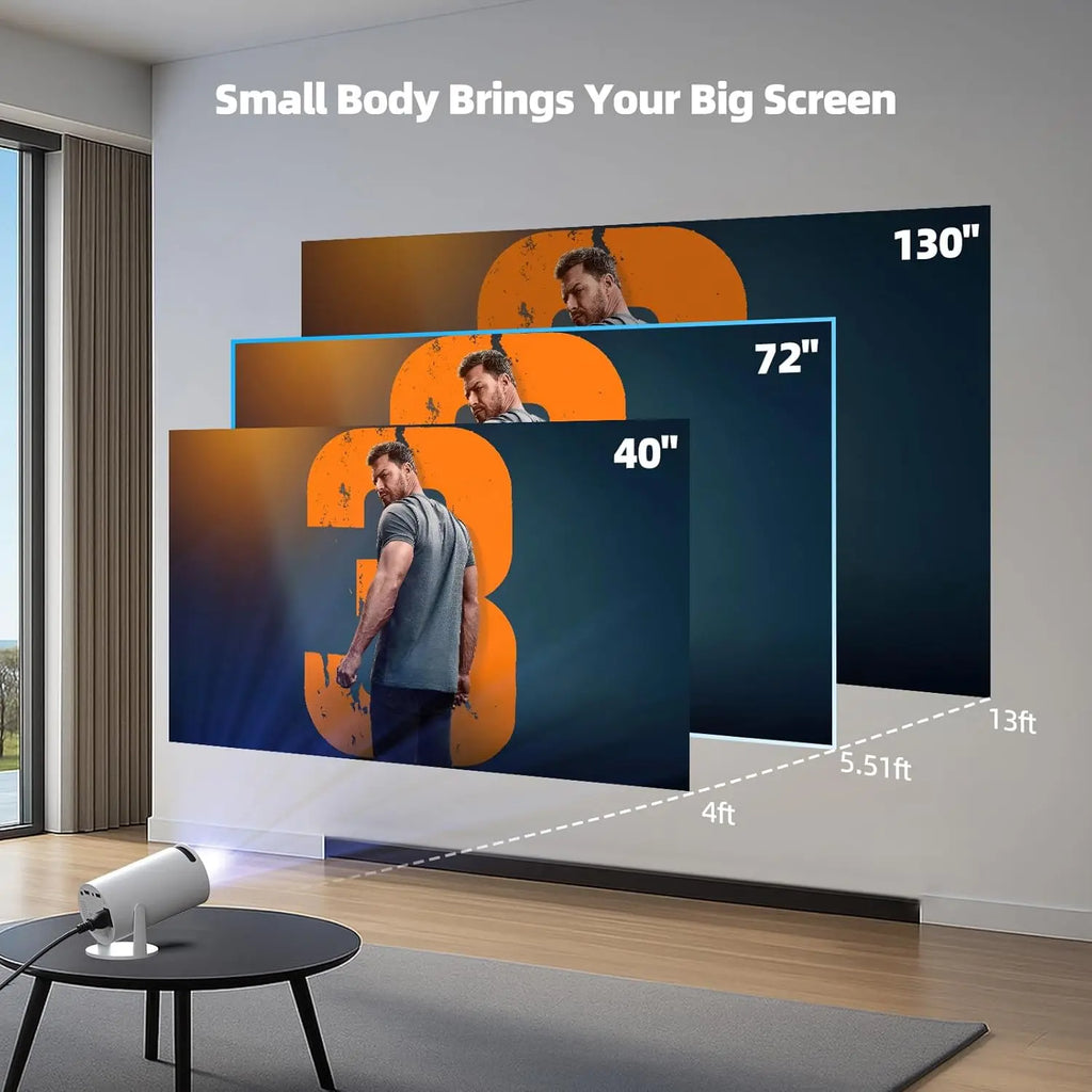 Mini Projector with Bluetooth, 180 Degree Rotation,Portable Projector Built-In Apps ,Support with HDMI/TV Stick/Iphone/Laptop for Bedroom Wall,#Summervibes