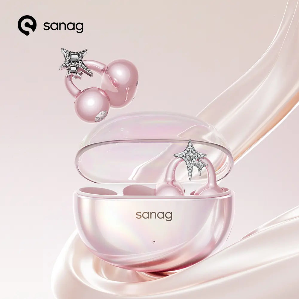 * Featured Earphones * Sanag S6S Nova Ear Clip on Earphone for Iphone for Android for Samsung Wireless Bluetooth Women Accessories Earring Headphones Open Design Sports Running Fitness Yoga Exercise Earbuds Festive Holiday Gifts Birthdays Anniversary Gift