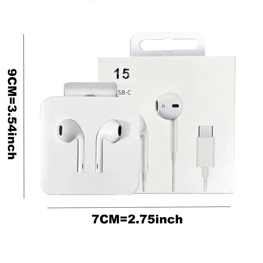 Type-C Wired Semi-In-Ear Earbuds, Hifi Stereo Sound Wired Earphones with Microphone & Volume Control, Portable Design Earphones for Samsung plus & Iphone 16/15 Pro Devices, Audio, Light Weight Earbuds