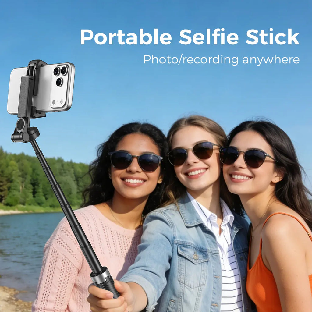 Upgraded Pro 2026 4-In-1 Selfie Stick with 360° Rotation Bluetooth Remote 25.5In Max Length Universal Fit for All Phones