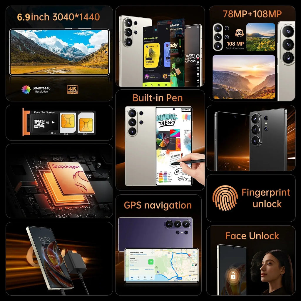 Deepbito S26 Android Smartphone/Tablet, 16GB+1TB Storage, 6.9Inch Supports Dual SIM Dual Standby. Only Compatible with T-Mobile. Perfect for Gaming and a Great Gift Choice.