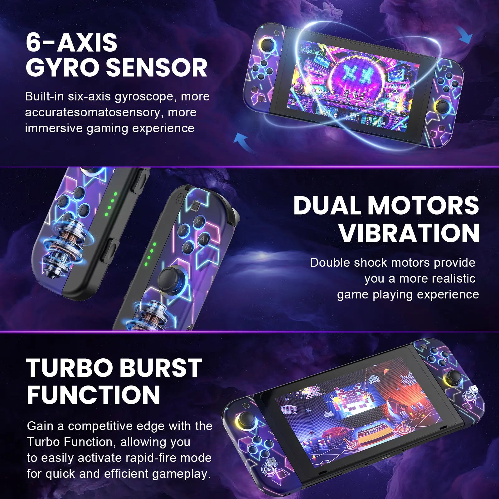 Switch Controller for Nintendo Switch, Switch Controller Joycon (L/R) with RGB Light Compatible with Nintendo Switch/ Switch Lite /Switch OLED Summerwins