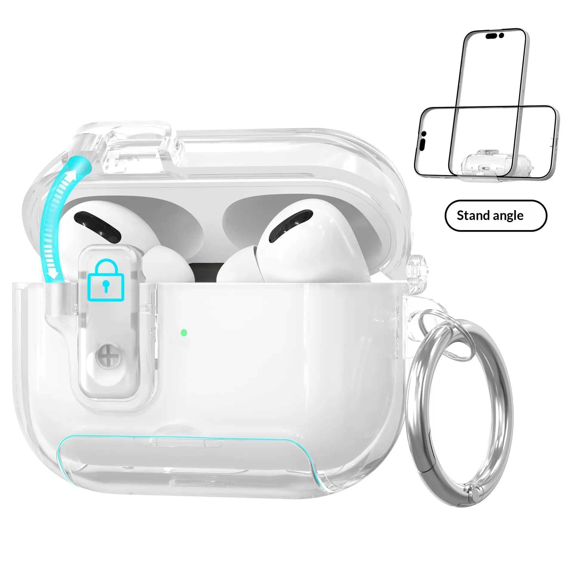 Suitable for Airpods Pro 2 Protective Case, Transparent Pop-Up Cover, Airpods 4Th Generation, Airpods Pro 3 Earphone Protective Case, Anti-Drop, Stylish, Simple