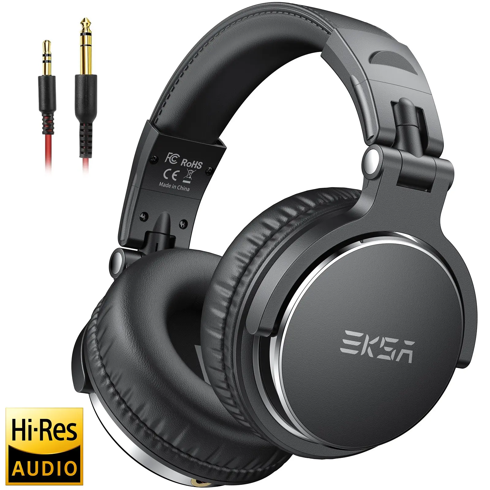 Professional Studio Dj over Ear Headphones with Microphone, High Resolution Audio Mixing Recording Ear Hook, Wired Headset 3.5/6.35Mm Headphone Jack, Suitable for Guitar Amp Podcast Keyboard Laptop Phone