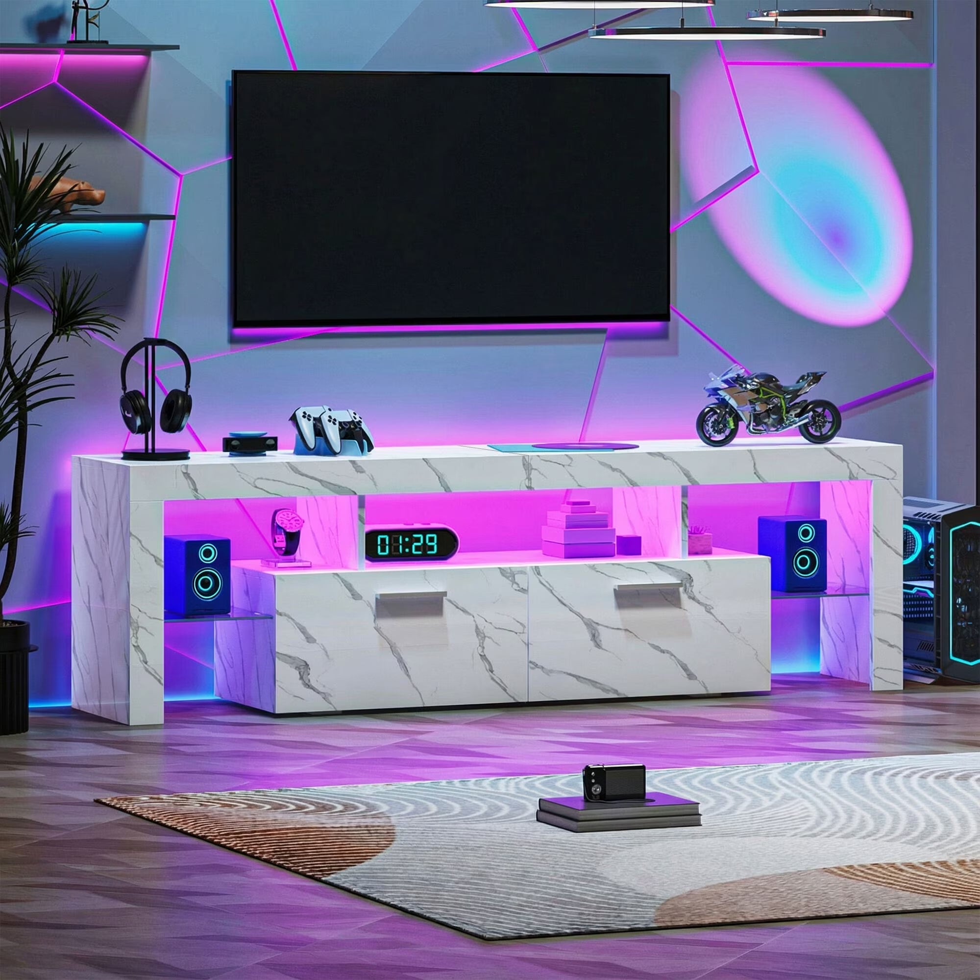 TV Stands for Living Room Led TV Console for 50/55/60/65/70/75 Inch TV Entertainment Center with Storage Media Console for Bedroom