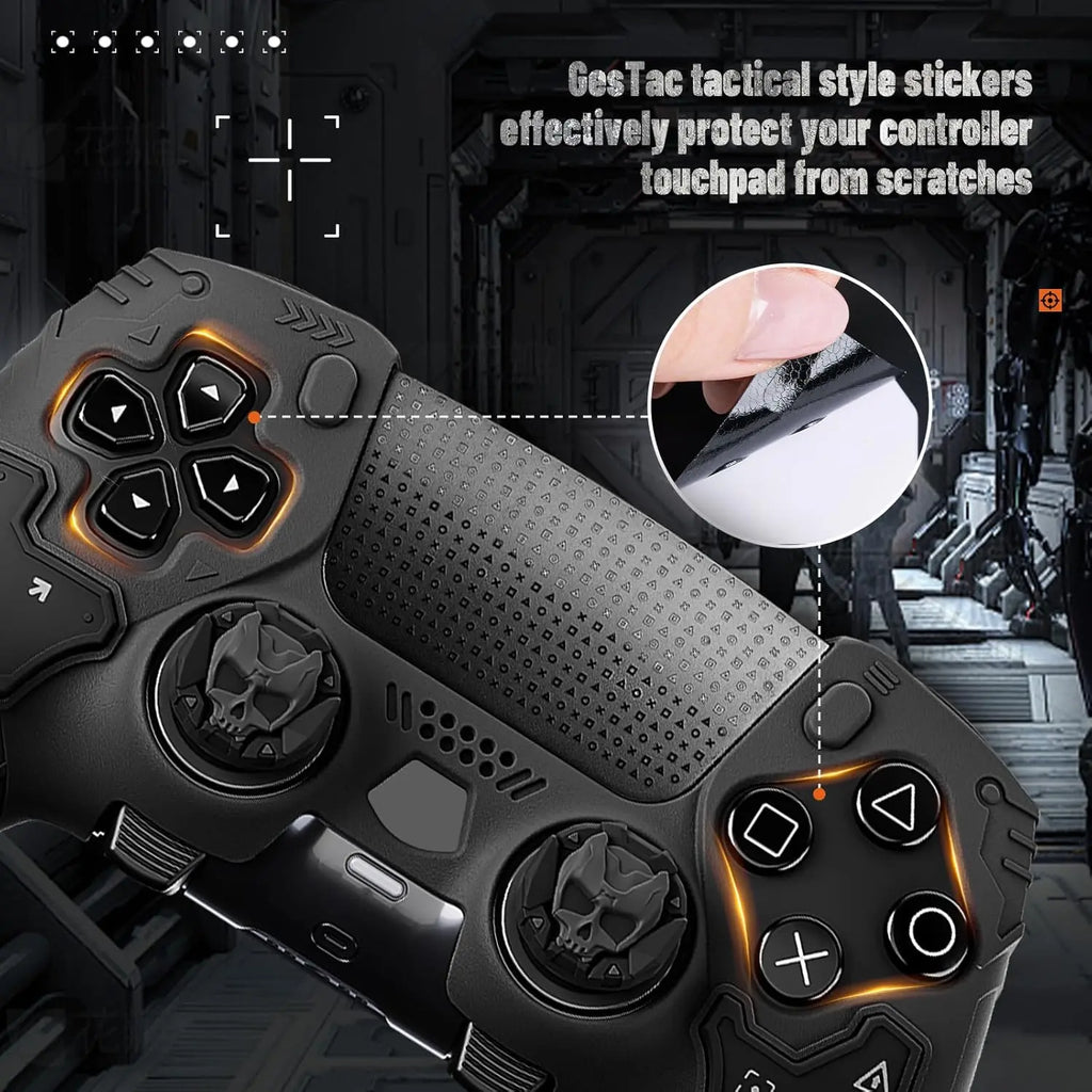 Geekshare Protective Cover Case for PS5 Edge (Elite) Controller – Tactical Anti-Slip Silicone Protective Skin Set Compatible ONLY with PS5 Edge Wireless Controller, Includes 2 Thumb Grip Caps – Ghost Gray