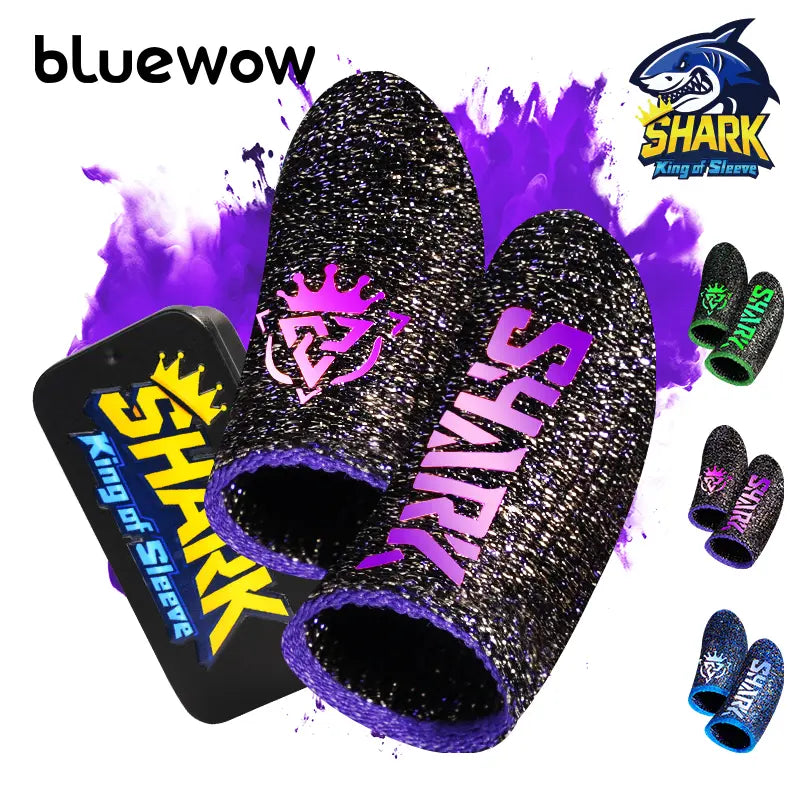 Bluewow Sharkking Silverfiber Mobile Gaming Finger Sleeves, 20-Count Individual Packaging, 0.3Mm Ultra-Soft Thin Fabric, High-Sensitivity Sweat-Proof Compact Portable Smartphone Gaming Accessories for Gamers