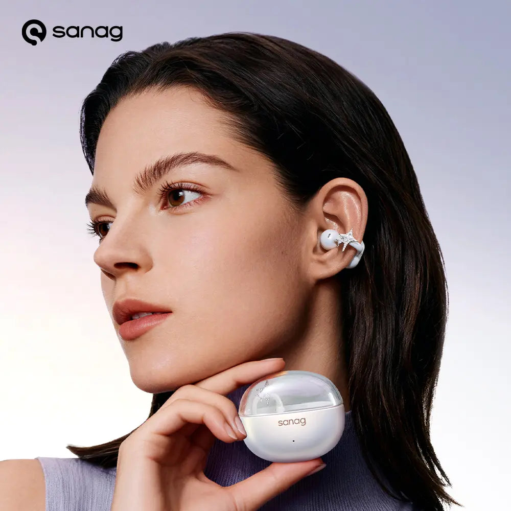 * Featured Earphones * Sanag S6S Nova Ear Clip on Earphone for Iphone for Android for Samsung Wireless Bluetooth Women Accessories Earring Headphones Open Design Sports Running Fitness Yoga Exercise Earbuds Festive Holiday Gifts Birthdays Anniversary Gift