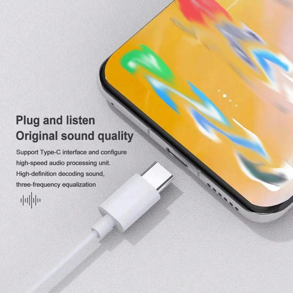 Type-C Wired Semi-In-Ear Earbuds, Hifi Stereo Sound Wired Earphones with Microphone & Volume Control, Portable Design Earphones for Samsung plus & Iphone 16/15 Pro Devices, Audio, Light Weight Earbuds